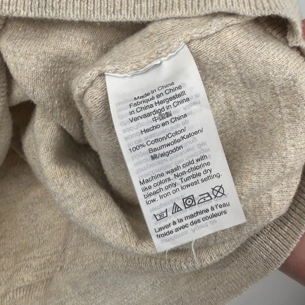 J.Crew Jeans Mens XLT Raglan Sweater Cotton Textured Colorblock Cream Grey Tall - Picture 5 of 7
